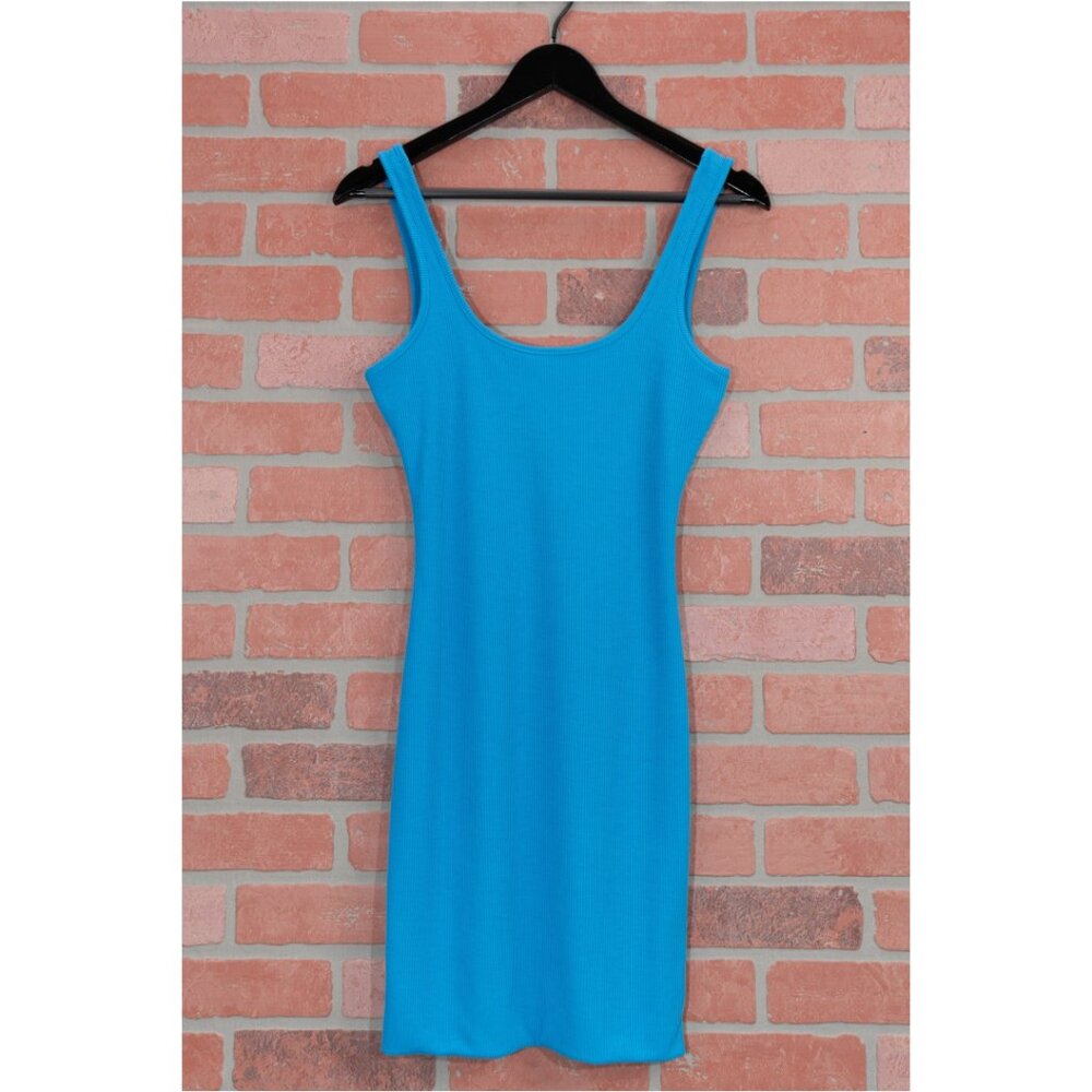 🆕 Ribbed Knit Bodycon Mini Dress - Blue - Picture 2 of 10